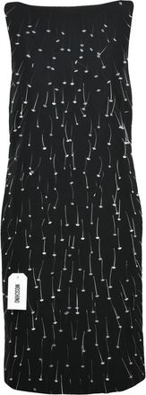 Moschino Black Abstract Pattern Stretch Midi Dress