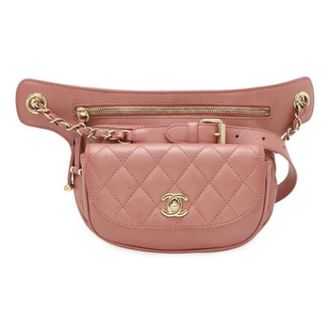 Chanel Pre-owned Leather chanel-bags - Dames - Vintage Heuptassen - Roze - ONE Size - Leer - Vintage