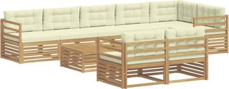 vidaXL Conjunto De Sof&aacute;s De Exterior 9 Uds. Blanco Y Crema Vidaxl