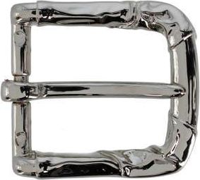 Trafalgar Store 35mm Italian Rippled Textured Solid Brass Harness Belt Buckle in Shiny Nickel at Nordstrom