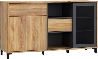 Home Heavenly Aparador 147 cm estilo industrial roble veteado y gris