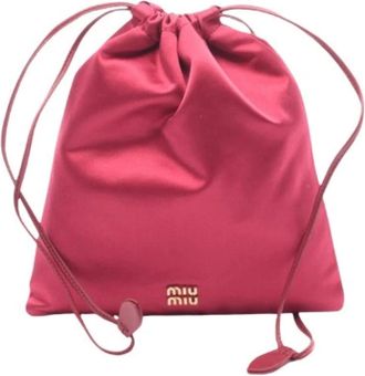 Miu Miu Pre-owned Mini Bags, female, Red, Size: ONE SIZE Pre-owned Duchesse silk leather pouch