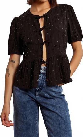 Lili Sidonio x Molly Bracken Rhinestone Dotted Top In Black