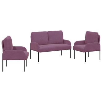 vidaXL Juegos De Sof&aacute;s 3 Uds. Morado Madera Contrachapada Vidaxl