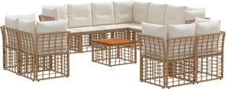 vidaXL Conjunto De Sof&aacute;s De Exterior 12 Uds. 11 Plaza Natural Y Crema Vidaxl