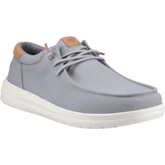 HeyDude Paul Canvas Cotton Mens Monument Grey Moccasins Shoes - Size UK 11