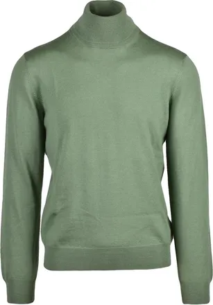 Gran Sasso Fine-Knit Crew Neck Sweater in Muted Apple Green