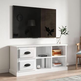 vidaXL Vidaxl - Mueble De Tv Madera Contrachapada Blanco Brillo 102x35,5x47,5cm