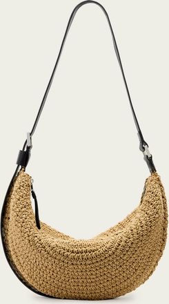 AllSaints Womens Polyester/Cotton Half Moon Waxed Cotton Shoulder Bag, Size: One Size