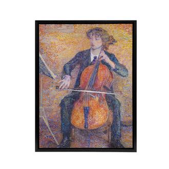 Artery8 Koster Young Man Playing Cello 1910 Framed Canvas Wall Art Print | Size: W24 x H32