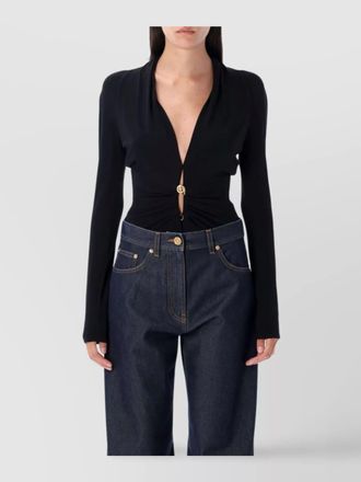 Versace deep v neck pin draped bodysuit