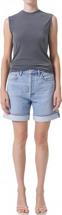 A Gold E Agolde Dame Cuff Denim Short In Tension