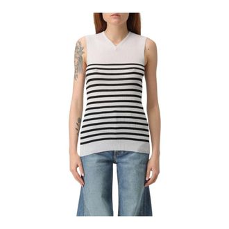 Khaite Cashmere Knitwear, female, White, M, Catherine Sleeveless Rib Knit Top