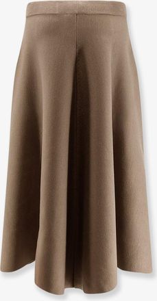 Nude Womens Knitted Long Skirt Brown Virgin Wool