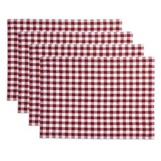 Solino Home Linen Placemats - Gingham Check, 14 x 19 in Burgundy at Nordstrom, Size Medium