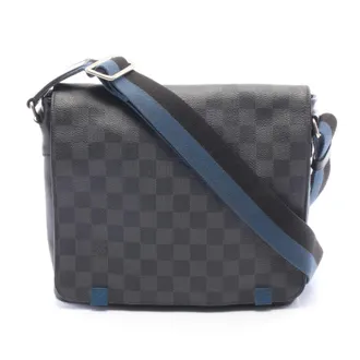 Louis Vuitton Black Coated Canvas Leather Handbag Shoulder Bag (Pre-Owned)