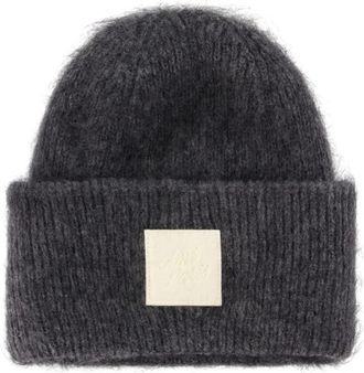 Ami Patch Beanie - unisex - Hoeden - Grijs - ONE Size - Wol - Accessoires