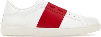 Valentino Garavani White Leather Open Sneakers With Red Band