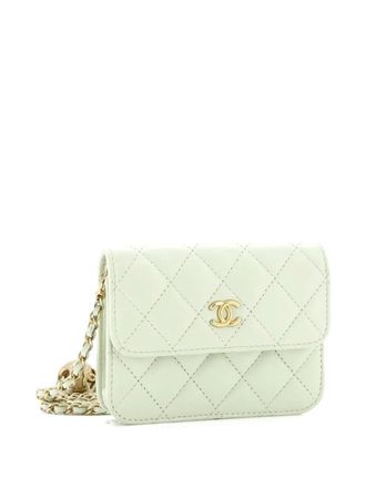 Chanel Pearl Crush Flap Clutch with Chain Quilted Lambskin Mini crossbody bag - Verde
