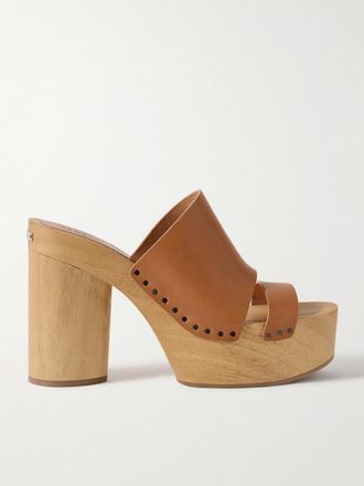 Isabel Marant Mule In Pelle Con Plateau Hyun - Marrone