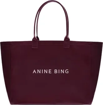 Anine Bing Tassen, Dames, Rood, ONE Size, Katoen, Leo Coated Canvas Tote