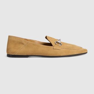 Gucci Womens Gucci Jordaan Soft Loafer, Beige, Suede