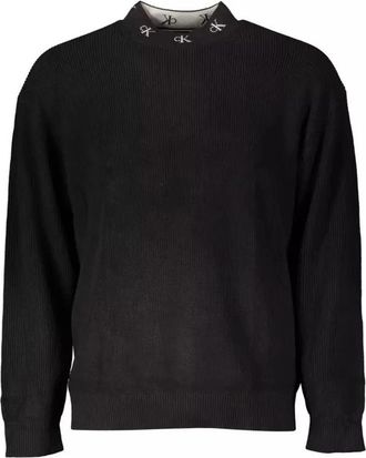 Calvin Klein Geborduurde Zwarte Katoenen Shirt - Heren - Ronde hals truien - Zwart - 2XL - Katoen - Truien & Vesten