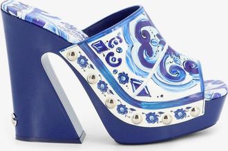 Dolce & Gabbana Sandali in pelle lucida con stampa Maiolica - DOLCE & GABBANA - gender_Woman