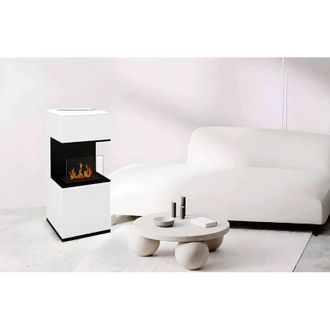 Dmora Dmora - Chimenea De Bioetanol Ancarano, Chimenea Ecol&oacute;gica, Hogar Sin Humo, Calefactor De Etanol, Made In Italy, 38x38 H100 Cm, Blanco Y Negro