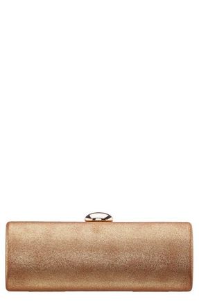Nina Xandra Metallic Faux Leather Frame Clutch in Pure Gold at Nordstrom