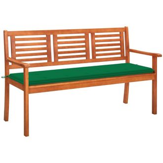 vidaXL Banco De Jard&iacute;n 3 Plazas Madera Maciza Eucalipto Y Coj&iacute;n 150 Cm Vidaxl
