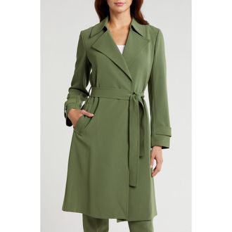 Theory Oaklane Admiral Crepe Trench Coat in Bright Olive at Nordstrom Rack, Size Large