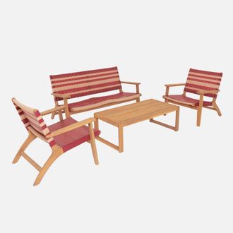 Sweeek Conjunto De Jard&iacute;n De Madera De Acacia Y Resina, 4 Plazas