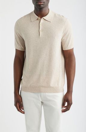 Scott Barber Solid Boucl&eacute; Polo in Flax at Nordstrom, Size Xx-Large