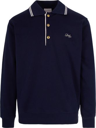 Dr&ocirc;le de Monsieur Contrast-Embroidered Cotton Terry Polo Shirt