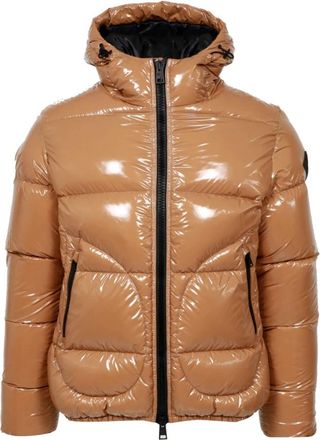Herno Glanzende Waterdichte Gewatteerde Jas met Capuchon - Heren - Gewatteerde jassen - Bruin - 2XL - Jassen