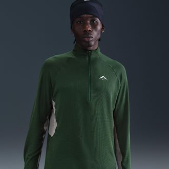 Nike Mens Trail Dri-FIT 1/2-Zip Mid Layer Top in Green | FV9994-323