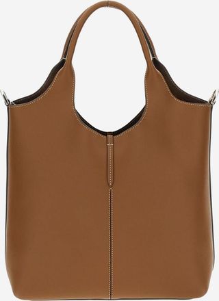 Tod's Womens Leather Shopping Bag Brown Calfskin Shoulder