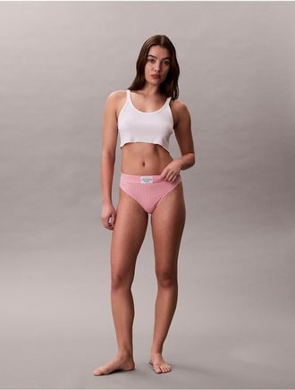 Calvin Klein Womens Heritage Classic Cotton Stretch Thong - Pink - L