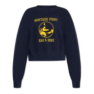 Rag & Bone Sweatshirt met Print - Dames - Sweatshirts - Blauw - S - Katoen - Hoodies & sweatvesten