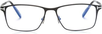 Tom Ford Eyewear T-hinge rectangle-frame glasses - unisex - Titanium - 54 - Black