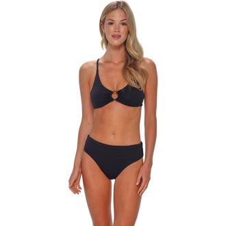Sunsets Carrie Crossback Bikini Swimsuit Top in Black Seagrass Texture at Nordstrom, Size 3X-Large