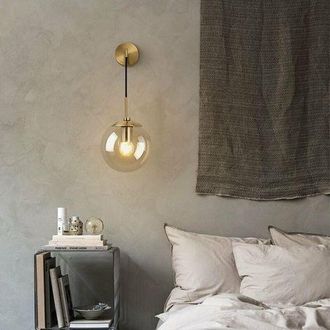 OEM Aplique De Pared Vintage Industrial De 15 Cm Con Globo De Cristal Para Dormitorio O Pasillo, L&aacute;mpara De Pared Retro Con Esfera De Cristal &Aacute;mbar (&aacute;mbar