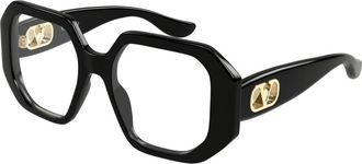 Valentino Glasses, female, Black, Size: 51 MM VLogo Geometric Frame