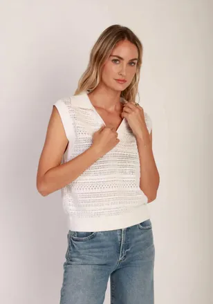 Dylan Blair Polo Sweater In White