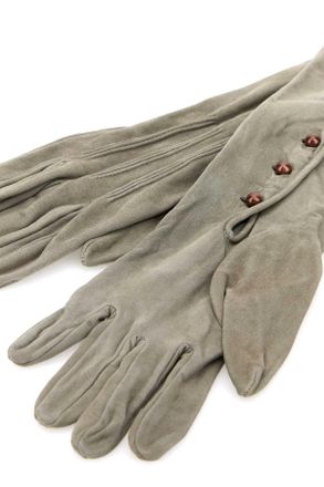 Prada Womens Ligh Grey Suede Long Gloves Nube Agnello Guanti