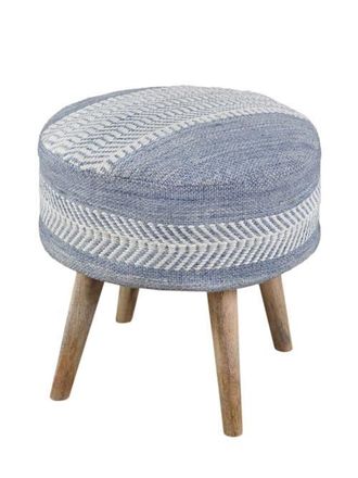 Anaya with Love Seaside Stripe Oversized Handwoven Stool in Blue at Nordstrom
