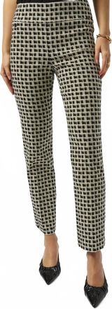 Joseph Ribkoff Checkered Jacquard Slim Ankle Pants In Back/off-White