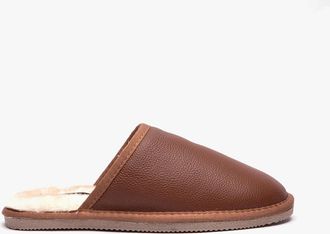 Hush Puppies Mens Hush Puppies COADY LEATHER SLIPPER Classic Mens Slippers Tan - Brown - Size: 10