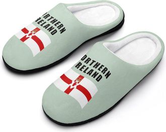 Generic Northern Ireland U.K. Mens Slippers Slip On Comfortable Fleece Cotton House Shoes Winter